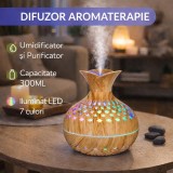 SMARTECH Difuzor de ulei esential, aromaterapie, umidificator de aer, rezervor 300ML, cu iluminat LED