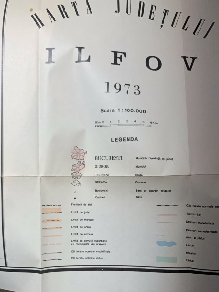 Harta judetului Ilfov - perioada comunista - 4 planse