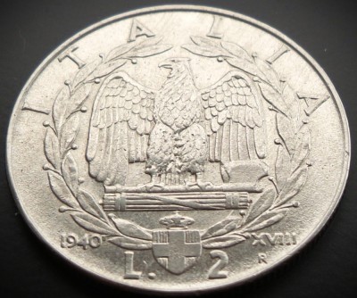 Moneda istorica 2 LIRE - ITALIA FASCISTA, anul 1940 * cod 307 foto