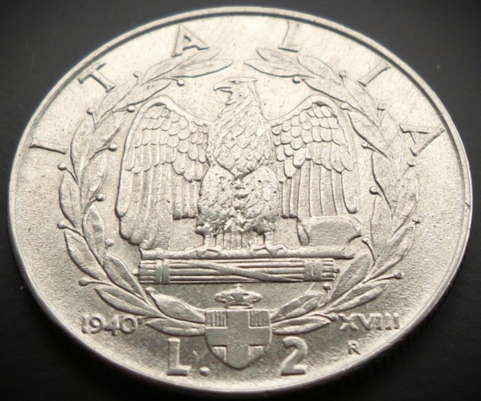 Moneda istorica 2 LIRE - ITALIA FASCISTA, anul 1940 * cod 307