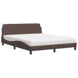 Cumpara ieftin Pat cu saltea, Dover, maro, 160x200 cm, piele ecologica
