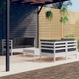 Gossi set mobilier gradina cu perne antracit, 5 piese, lemn de pin