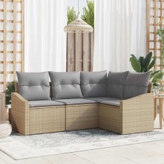 vidaXL Set de canapele pentru grădină 4 pcs Bej Rattan poli 3346700