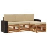 vidaXL Set de canapele de exterior cu pernă 4 pcs Natural și Bej 3384214