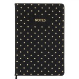 Carnet Notițe A5, Model Buline Aurii, 80 File, Copertă Dura, Negru, Oem