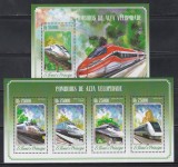 Sao Tome si Principe 2009 - Trenuri de mare viteză, Colita + Bloc,, Cota 15.50 EURO, MNH