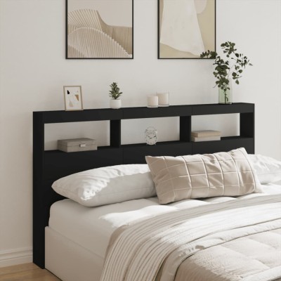 vidaXL Tăblie cu dulap și LED, negru, 180x17x102 cm 839211 foto