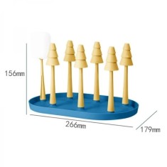Scurgator pentru 6 pahare, cu tava, perie de curatat pahare, dimensiuni 26.6 x 17.9 x 15.6 cm, din plastic, verde/galben