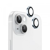 Folie de protectie Camera Spate Blueo Metal Frame pentru Apple iPhone 15 Plus / 15, Sticla Securizata, Albastra