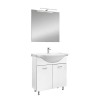 Set mobilier baie Leziter Ruben Prime 75 cu chiuveta ceramica, oglinda CUBE, Alb, 71cm latime, Gata asamblat