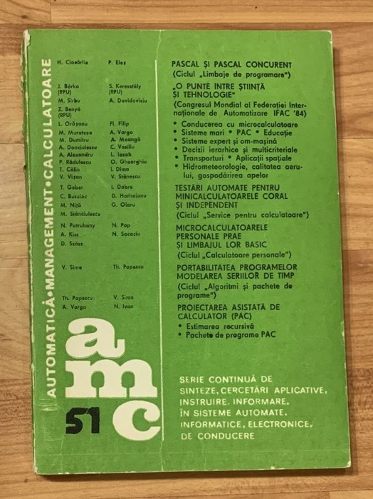 AMC 51 (Automatica. Management. Calculatoare)
