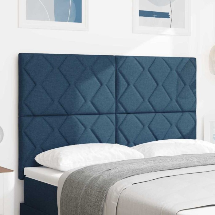 vidaXL Tăblie din Țesătură Geometric Manual albastru 140 cm țesătură