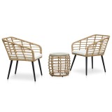 Gossi set mobilier de bistro, 3 piese, stejar, poliratan