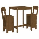 Cumpara ieftin Set mobilier de bar, 3 piese, maro miere, lemn masiv de pin
