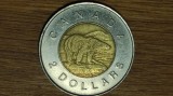 Canada - moneda de colectie bimetal - 2 dolari / dollars 1996 cu ursi polari / Elisabeta II - spectaculoasa !