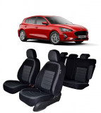 Set huse scaune dedicate Ford Focus 2019-2023 (Bancheta fractionata + husa cotiera)