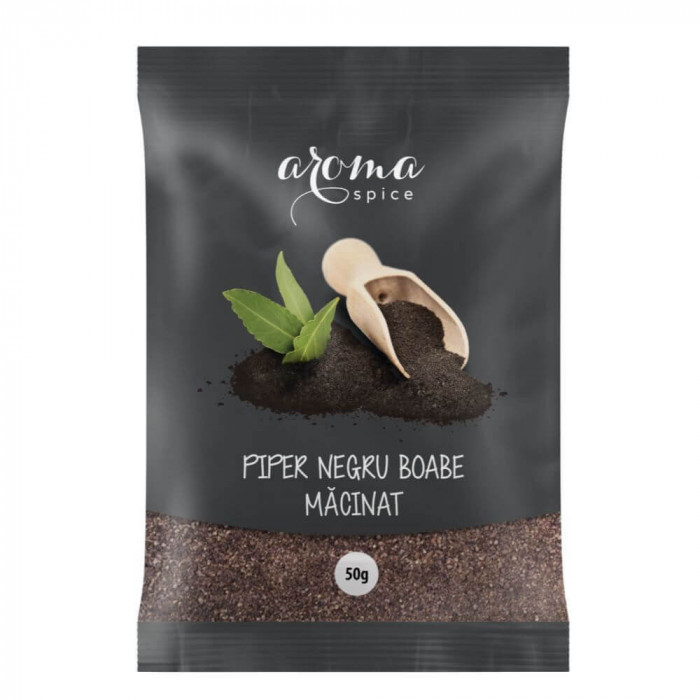 Piper Negru Macinat Aroma Spice, 12 Plicuri x 50 g, Piper Macinat, Pudra de Piper Negru, Piper Pudra, Piper Negru Pudra, Boabe Negre de Piper Macinate