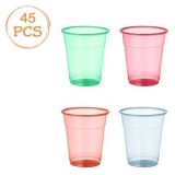 Set 45 de Pahare din Plastic Multicolore, 300 ml, de Unica Folosinta, CMCLASS