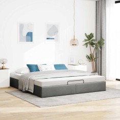 vidaXL Cadru de pat otoman fără saltea țesătură gri &icirc;nchis 160x200 cm 3310890