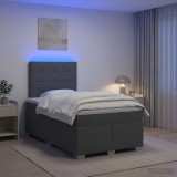 Cumpara ieftin Pat boxspring cu saltea Gri inchis 120 x 190 cm Tesatura