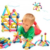 Set de Constructie - 33 Piese, Bete Magnetice si Bile - Joc Magnetic Educativ si Creativ pentru Copii