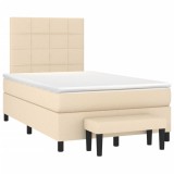 Cumpara ieftin Pat continental cu saltea, crem, 120x190 cm, textil