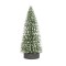 Brad artificial de craciun, ornament pentru masa, pe suport lemn, 15 cm inaltime, verde inzapezit