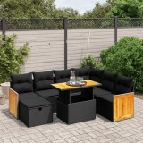 Cumpara ieftin Gossi set mobilier de gradina cu perne, 8 piese, negru, poliratan