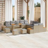 VidaXL Set de canapele pentru grădină cu pernă 14 pcs Bej Rattan poli