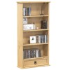 vidaXL Dulap CD/DVD Lemn Masiv Pin Corona Maro 52x17.5x103 cm | Biblioteca Multifunctionala cu Sertar &amp; Maner Metalic