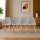 Cumpara ieftin Set 4 scaune bucatarie/living, Artool, Kito, PP gri, picioare lemn natur, 46x54.5x80 cm