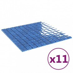 Plăci mozaic, 11 buc., albastru, 30x30 cm, sticlă
