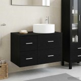 Cumpara ieftin Set dulap baie 2 buc. Stejar Negru 79,5 x 44,5 x 80 cm