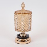Cumpara ieftin Bomboniera din sticla si metal Golden 10 cm x 26 cm