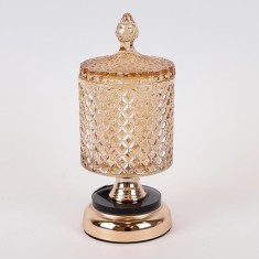 Bomboniera din sticla si metal Golden 22 cm