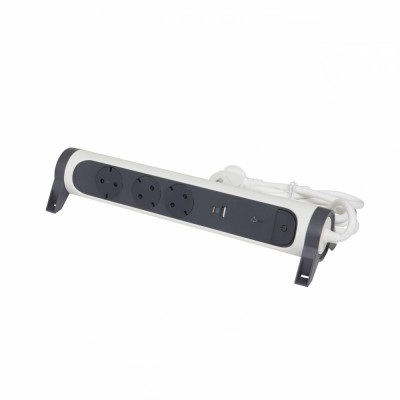 Bloc multipriza mobil rotativ 3x2P+T SPD-Supratensiune USB A+C si intrerupator Legrand 694508 foto