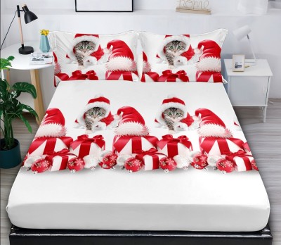 Husa De Pat De Craciun Vianoce Cr045, Bumbac, 3 Piese, Cu Elastic, foto