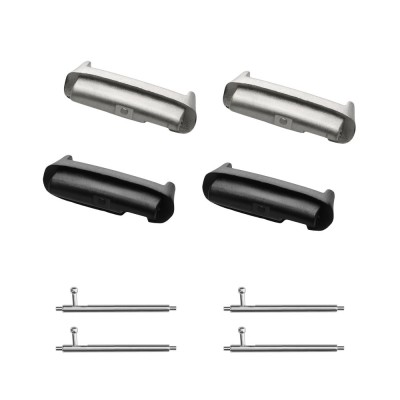 Set 4 Adaptori prindere curea de 20 mm Kwmobile pentru Xiaomi Redmi Watch 3 Active / Redmi Watch 3 Lite, Argintiu/Negru, Otel, KWM0000255E001C foto