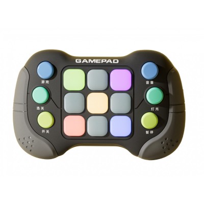 Jucarie interactiva flippy, tip consola pop it, 6 butoane functionale, 5 moduri de joc, 600 niveluri, +3 ani, gri/negru foto