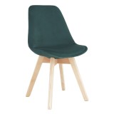 Cumpara ieftin Scaun, tapiterie catifea verde smarald, picioare lemn fag, Lorita, 48x57x81 cm