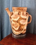 Vaqza de podea ceramica Glazurata Dumler &amp; Breiden 111- 45 Germania Fat Lava anii &#039;70 finisaj texturat maro si bej