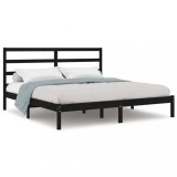 Cumpara ieftin Cadru de pat, negru, 200x200 cm, lemn masiv de pin