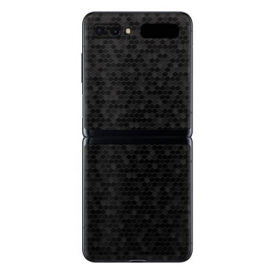Set Folii Skin Acoperire 360 Compatibile cu Samsung Galaxy Z Flip (2020) (Set 2)- ApcGsm Wraps HoneyComb Black foto