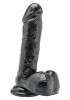 Dildo Realist cu Testicule Get Real 18cm Negru | Dong Natural Texturat, Baza cu Ventuza, PVC Fara Ftalati