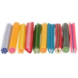 Bețe decorative fimo - fluturaș, flori și fructe, 10buc + lamă, INGINAILS