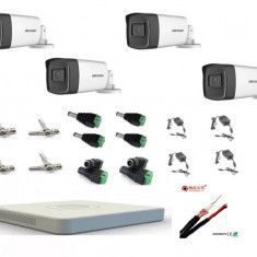 Kit complet 4 camere supraveghere exterior full hd Hikvision 1080P 80 m IR