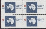 SUA 1971 - Antarctic Treaty, bloc de 4 neuzat