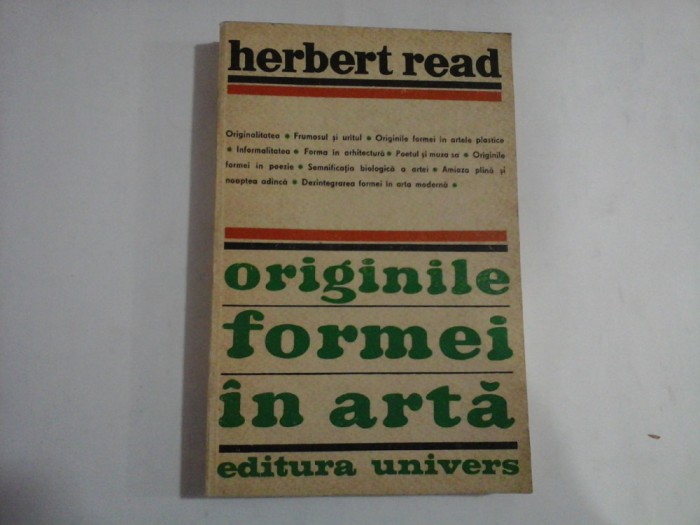 ORIGINILE FORMEI IN ARTA - Herbert READ