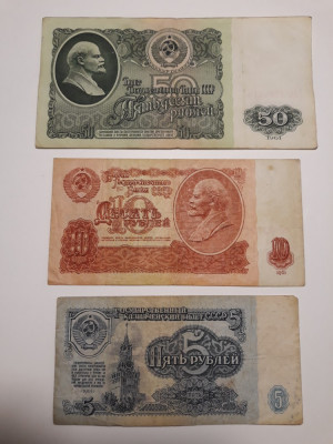 BANCNOTE RUSIA/URSS -5 RUBLE 1961 -10 RUBLE 1961 -50 RUBLE 1961-LOT 3 BUC - (17) foto