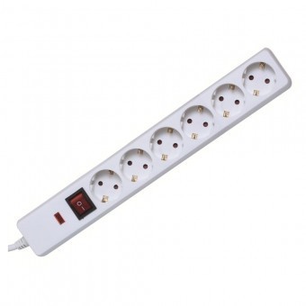 Prelungitor cu protectie la supratensiune si intrerupator, Home NVT 06K/WH, 6 prize, 1.5 m foto